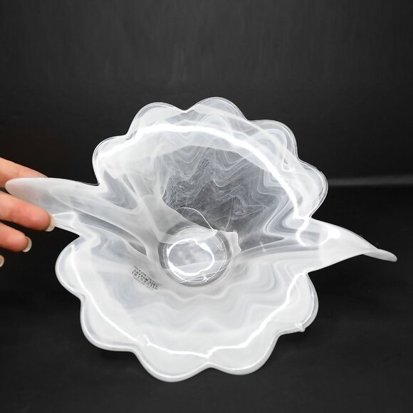 Vintage MURANO Creazioni Silvestri Arte Glass Crystal Bowl Swirl White Italy - Picture 11 of 11